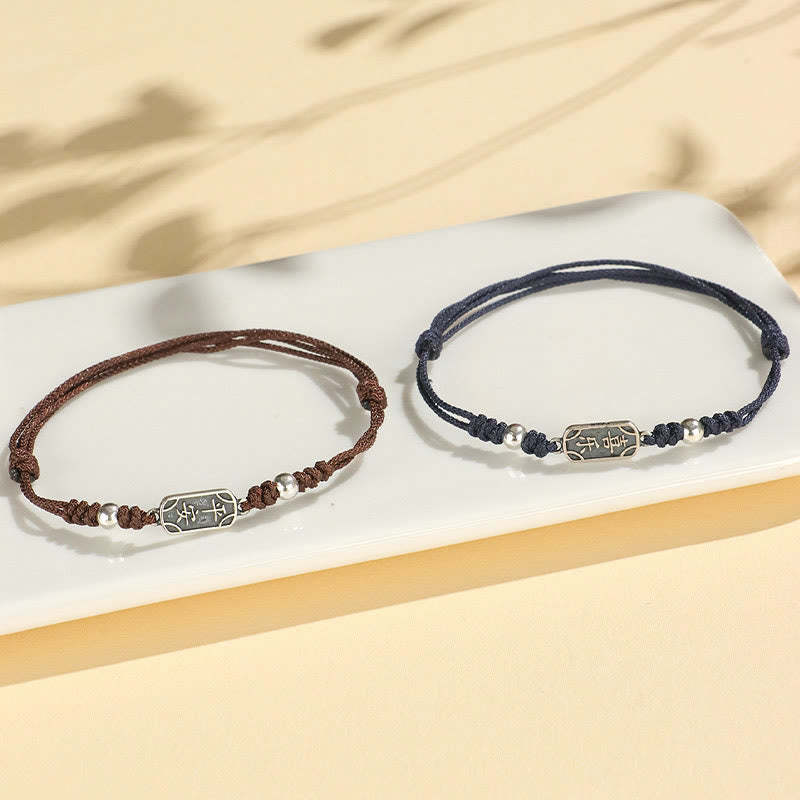 Handmade 925 Sterling Silver Peace And Joy Safe Well Protection Braided Bracelet