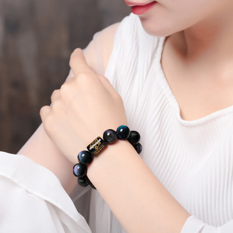 Natural Rainbow Obsidian Positive Transformation Bracelet