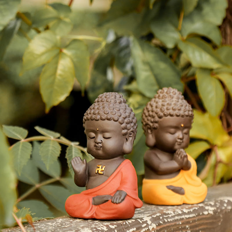 Small mystic zen Serenity Purple Clay Home Desk Decoration