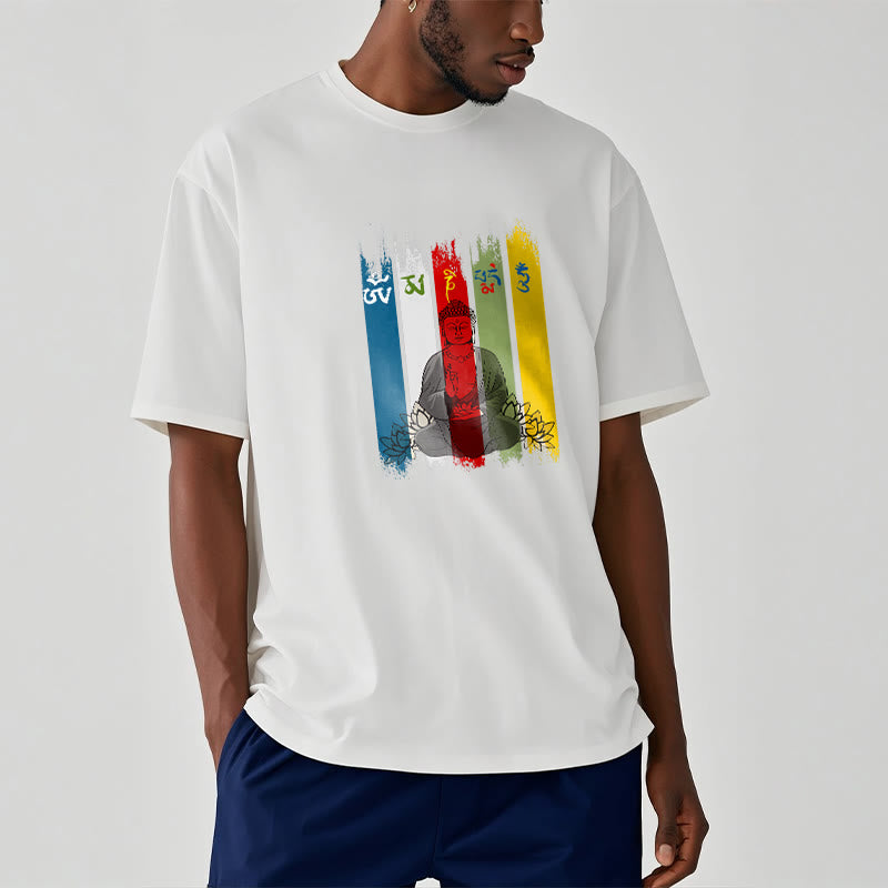 Six True Words 'Om Mani Padme Hum' mystic zen Sitting With Lotus Cotton Tee T-shirt