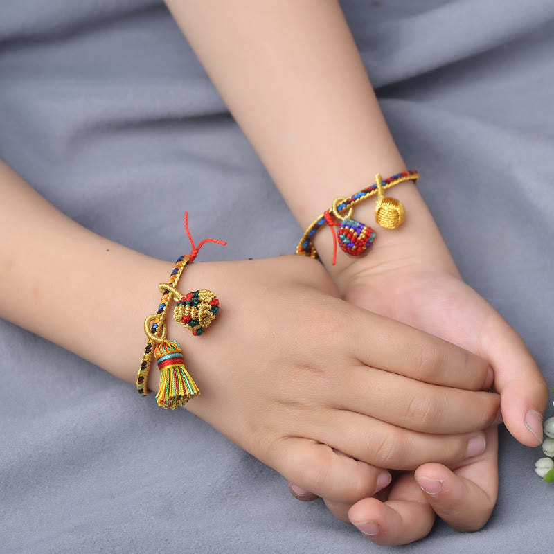 Colorful Rope Luck Handmade Zongzi Golden Ball Charm Bracelet