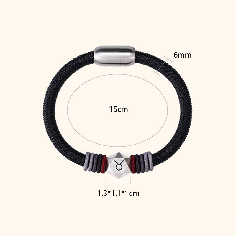 999 Sterling Silver 12 Constellations of the Zodiac Blessing Handmade String Bracelet