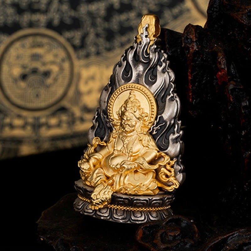 925 Sterling Silver Tibet Yellow Jambhala God of Wealth Blessing Necklace Pendant