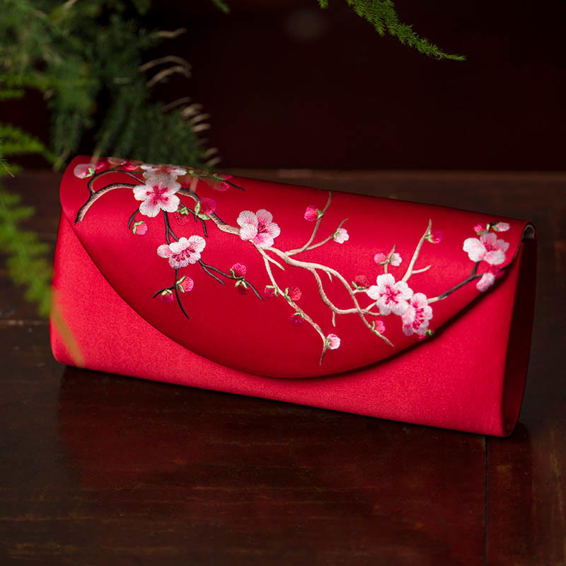 Plum Bossom Tulip Su Embroidery Wedding Shopping Purse Handbag Crossbody Bag