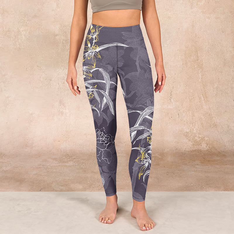 Orchid Flower Roses Gym Leggings Women's Yoga Pants