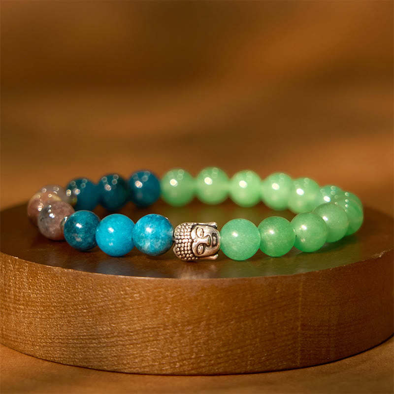 Natural Black Onyx White Stone Green Aventurine Tiger Eye Agate Mixed Color mystic zen Head Protection Bracelet