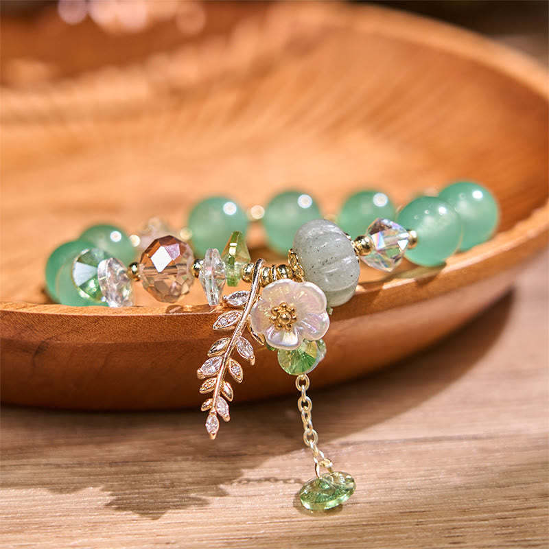 Blue Crystal Amethyst Sun Stone Green Aventurine Healing Bracelet