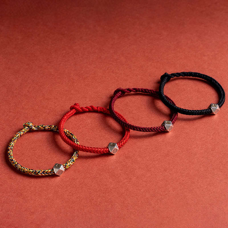 925 Sterling Silver Handmade Chinese Zodiac Natal mystic zen Luck Protection Braided String Bracelet