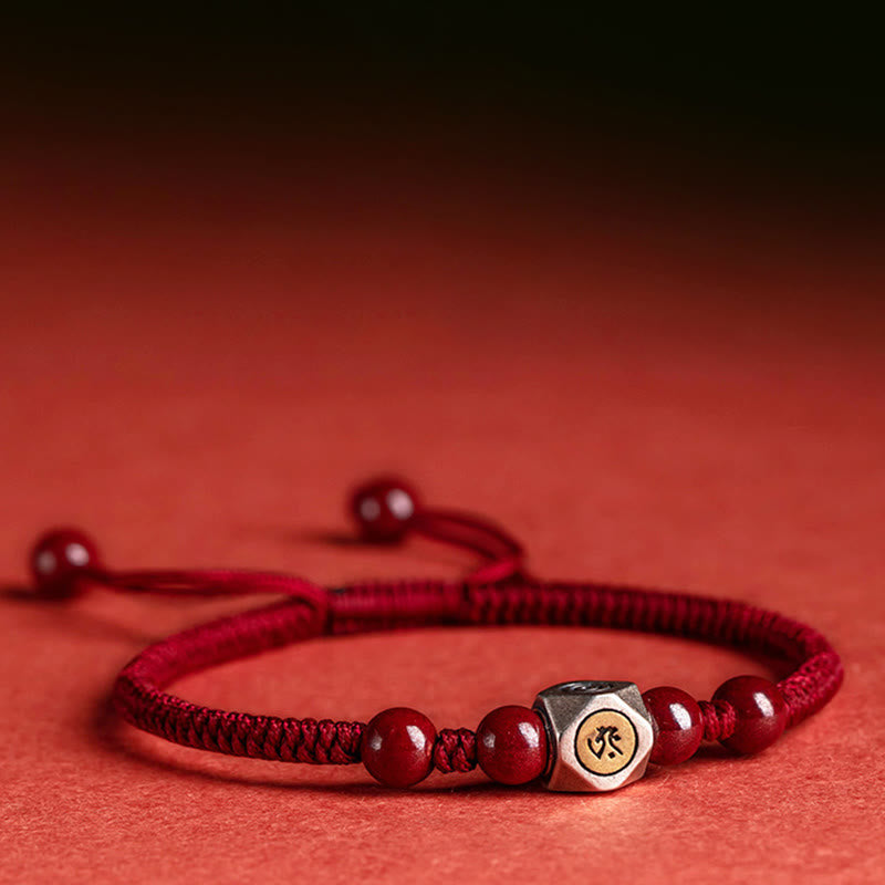 925 Sterling Silver Chinese Zodiac Natal mystic zen Cinnabar Calm Bracelet