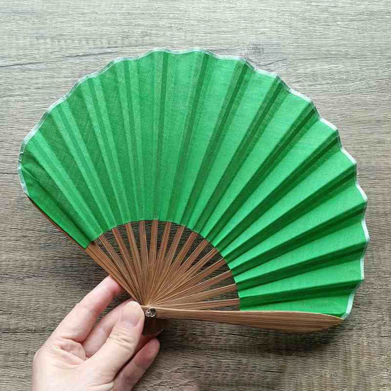 Retro Solid Color Shell Shape Handheld Bamboo Folding Fan