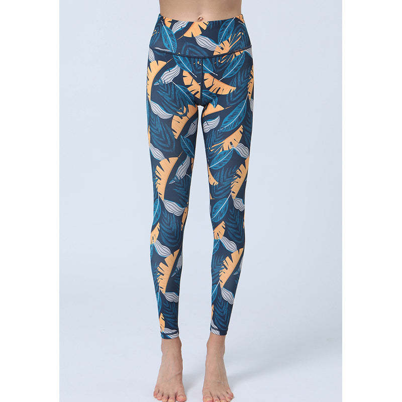 Leaves Print Pants Sports Fitness Yoga High Waist Leggings Women's Yoga Pants