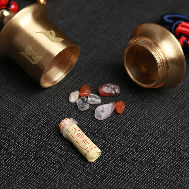 Tibet Om Mani Padme Hum Prayer Wheel Nine Palace Eight Trigrams Copper Car Hanging Decoration