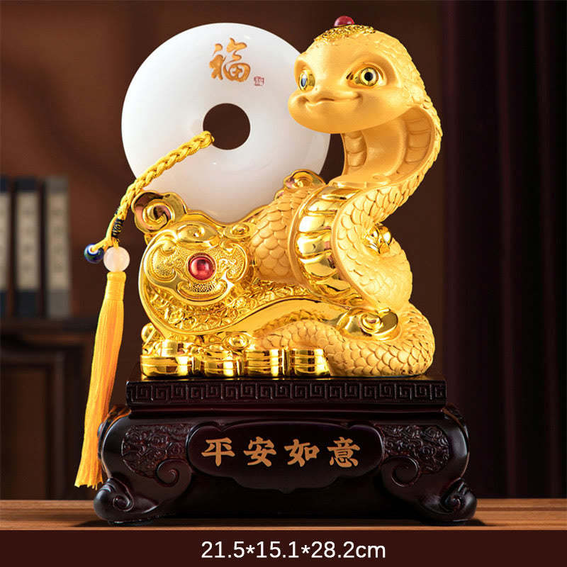 Year of the Snake Fu Character Peace Buckle Peace and Happiness Resin Home Statue Decoration