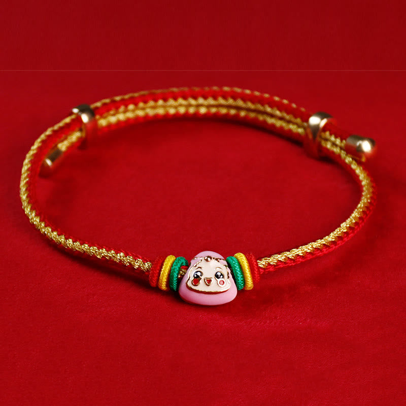 Colorful Rope Zongzi Pattern Fu Character Luck Handmade Bracelet