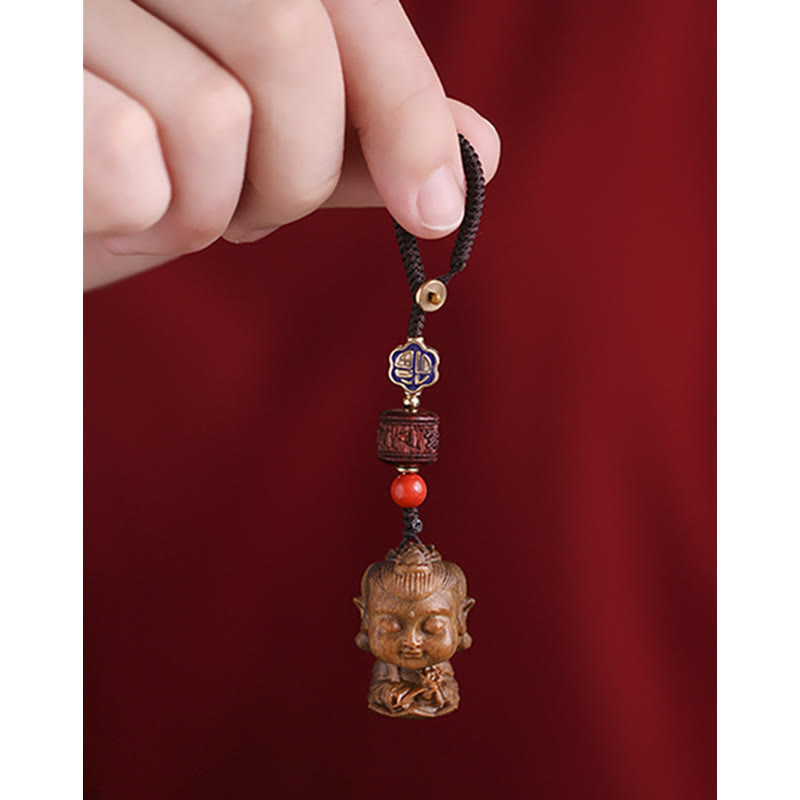 Chinese Zodiac Natal mystic zen Green Sandalwood Om Mani Padme Hum Peace Key Chain