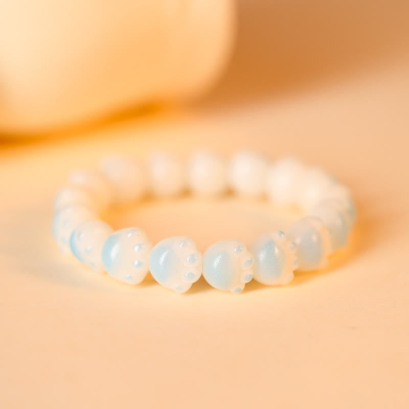 Natural Bodhi Seed Lovely Paw Lucky Cat Paw Peace Bracelet