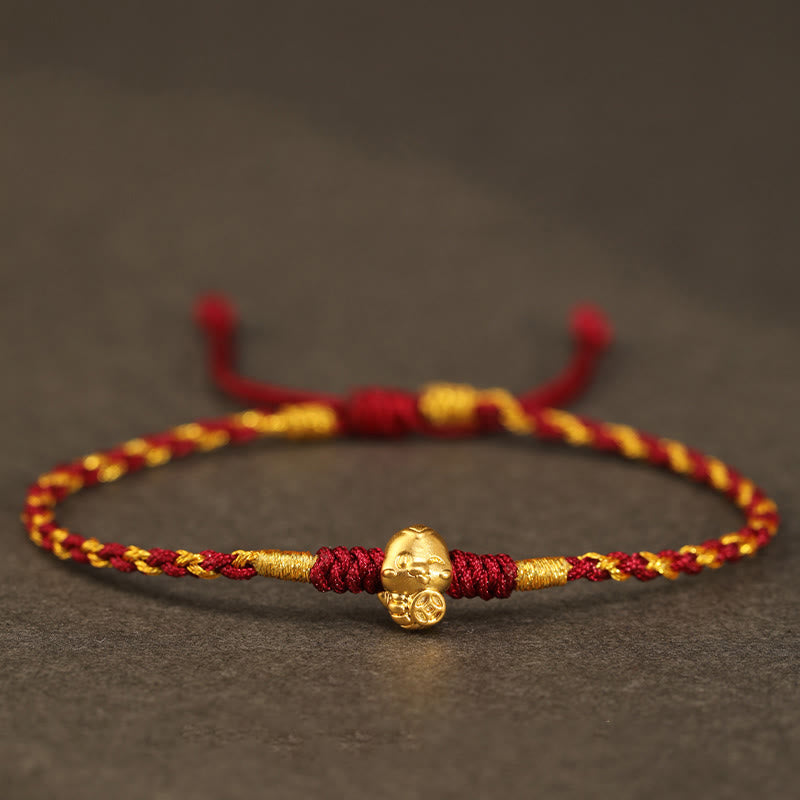 999 Gold Year of the Snake Handmade Fu Character Copper Coin Fortune Bracelet