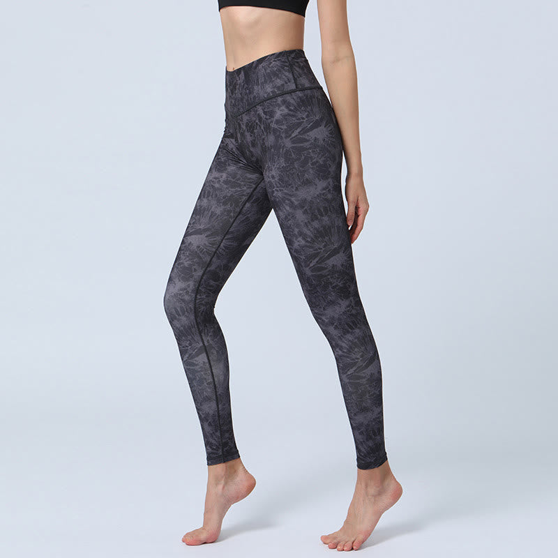 Flowers Leaves Print Sports Fitness Yoga High Waist Leggings Women's Yoga Pants