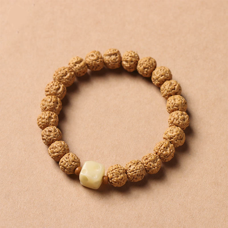 Bodhi Seed Three-eyed Dzi Bead mystic zen Hand Charm Wealth Bracelet