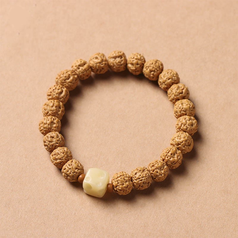 Bodhi Seed Three-eyed Dzi Bead mystic zen Hand Charm Wealth Bracelet
