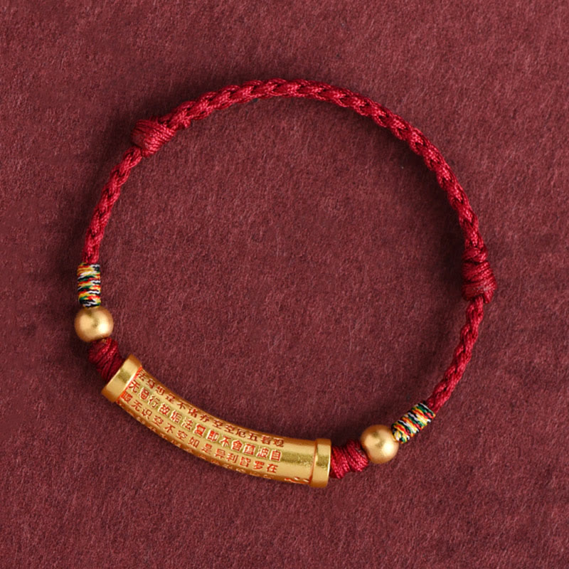 Handmade Alloy Heart Sutra Protection?Strength?Rope Bracelet Anklet