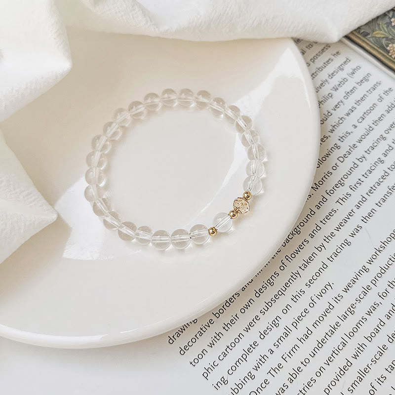 14K Gold Plated Copper Aquamarine White Crystal White Agate Blue Crystal Healing Bracelet