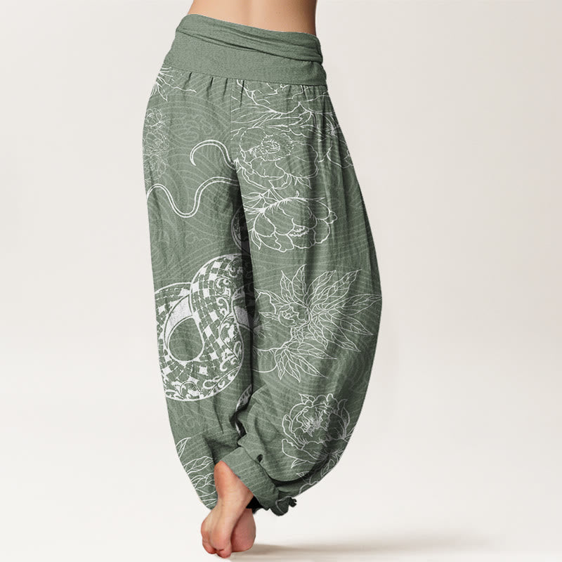 Snake Lotus Women's Elastic Waist Harem Pants
