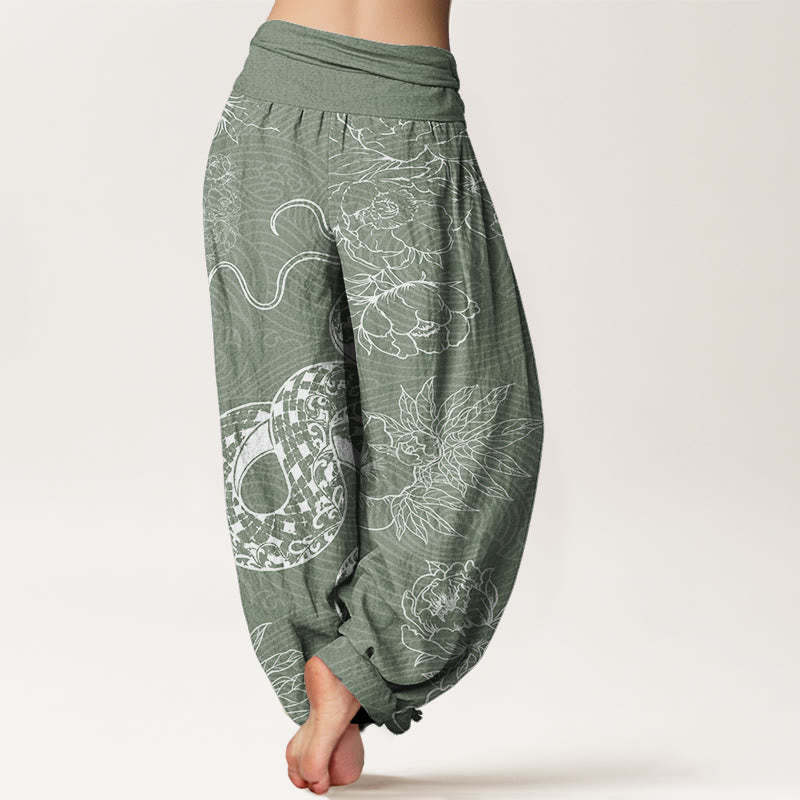 Snake Lotus Women's Elastic Waist Harem Pants