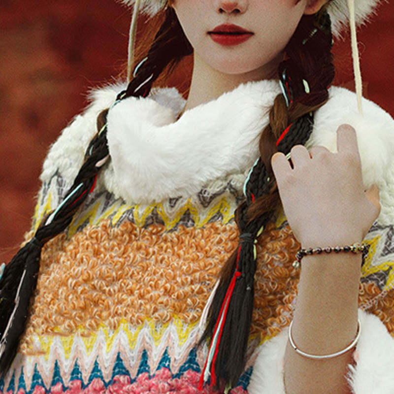 Tibetan Multicolored Striped Shawl Winter Cozy Travel Scarf Wrap