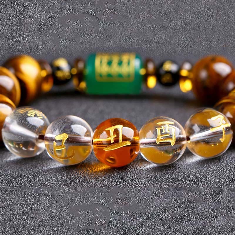 Chinese Zodiac Tiger Eye White Crystal Courage Bracelet
