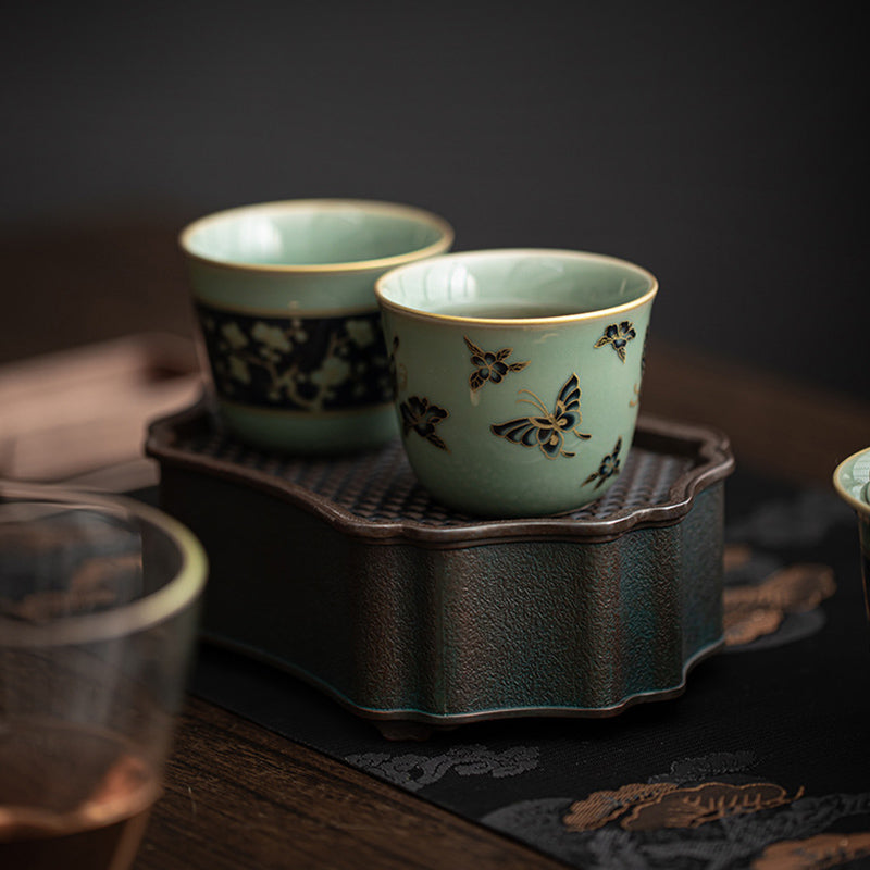 Butterfly Flower Lotus Koi Fish Plum Blossom Ceramic Teacup Kung Fu Tea Cup 100ml