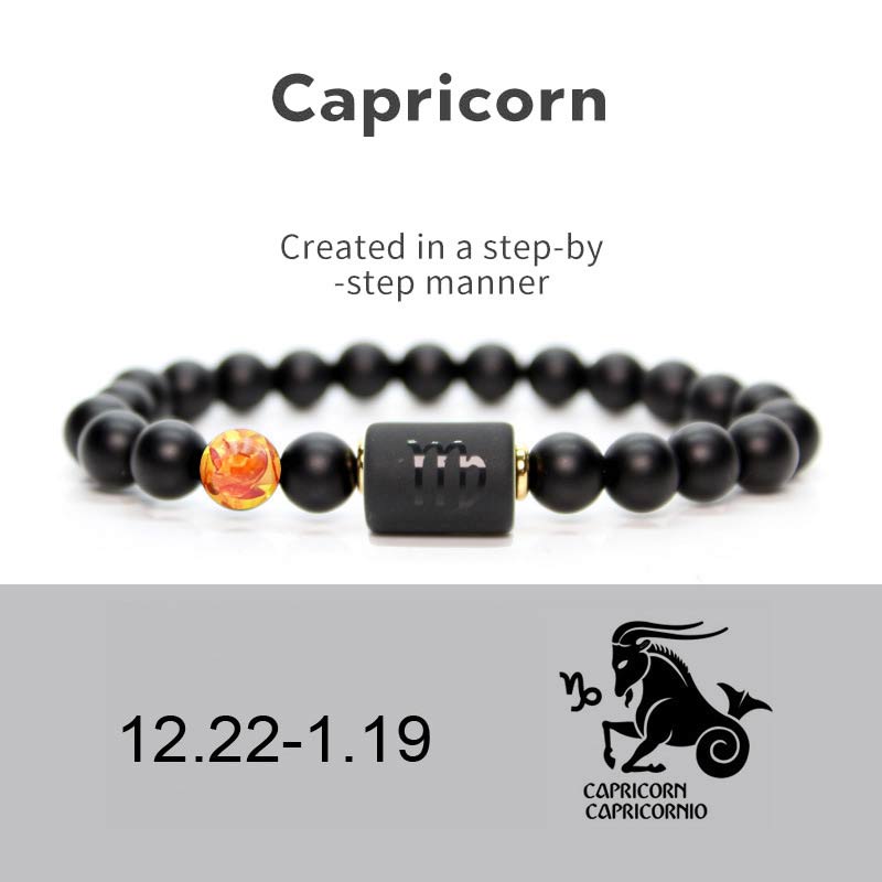 12  Constellations of the Zodiac Black Onyx Adjustable Bracelet
