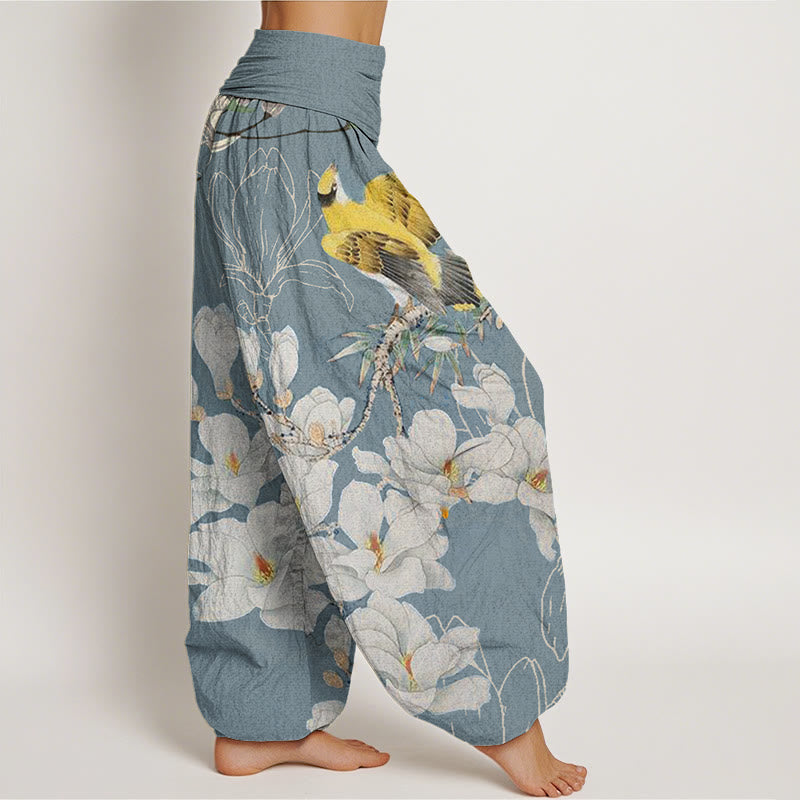 Casual Magnolia Yellow Bird Women's Elastic Waist Harem Pants