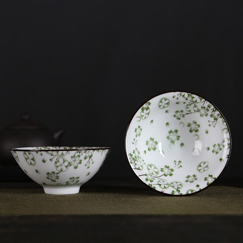 Flowers Fu Character Mountains Lotus Cherry Blossoms Ceramic Teacup Kung Fu Tea Cup