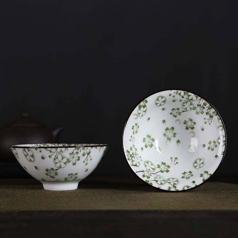 Flowers Fu Character Mountains Lotus Cherry Blossoms Ceramic Teacup Kung Fu Tea Cup