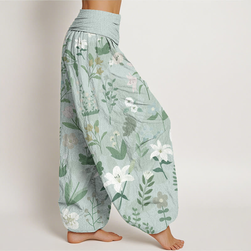 Casual Flower Plant Lily Women's Elastic Waist Harem Pants