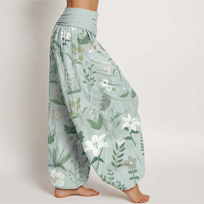 Casual Flower Plant Lily Women's Elastic Waist Harem Pants