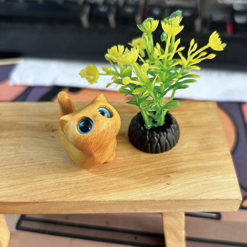 Green Sandalwood Ebony Wood Sandalwood Small Leaf Red Sandalwood Mini Lucky Cat Peace Decoration