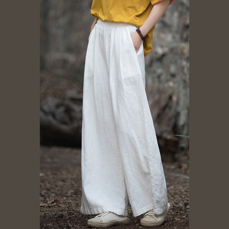 Retro Wide Leg Pants Casual Women's Yoga Pants With Pockets
