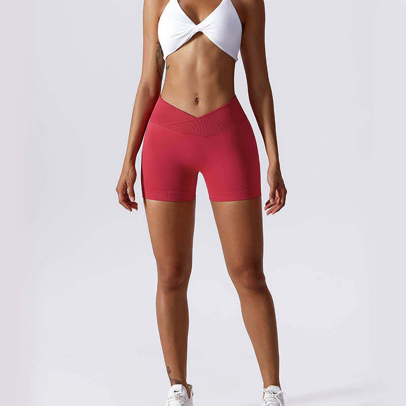 Women Seamless High Elasticity Sports Fitness High Waist Yoga Workout Shorts