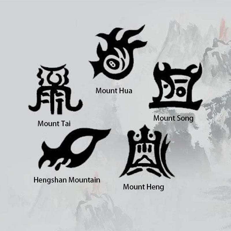 Taoism Five Sacred Mountains Yin Yang Symbol Liuli Crystal Balance Necklace Pendant Key Chain