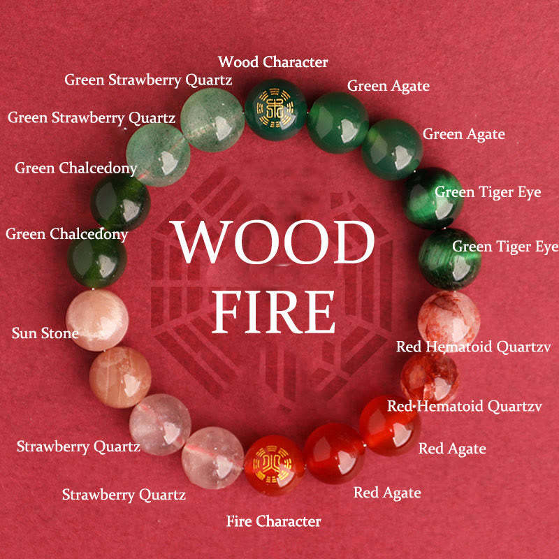 Five Elements Various Agate Crystal Black Onyx Green Chalcedony Aquamarine Wisdom Bracelet