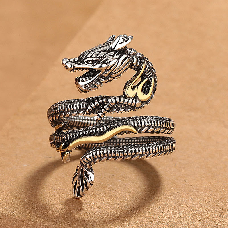 Vintage Dragon Pattern Copper Strength Ring
