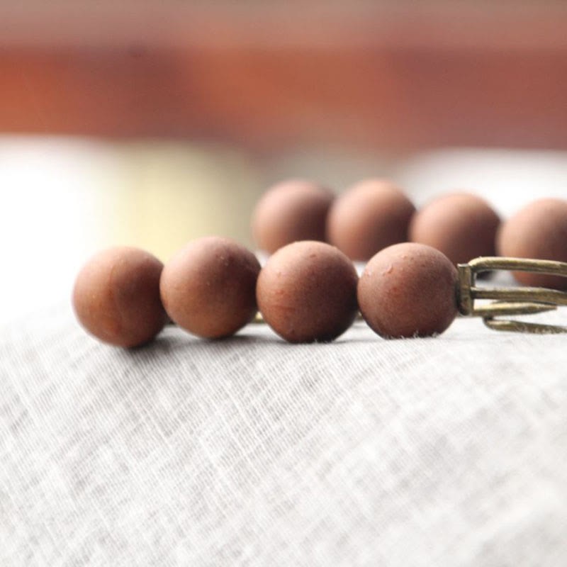 Vintage Sandalwood Agathis Alba Ebony Wood Peltogyne Beads Healing Brooch