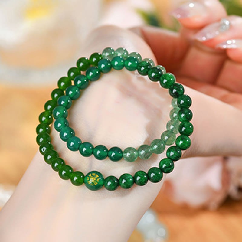 Five Elements Various Agate Crystal Chalcedony White Crystal White Agate Luck Bracelet