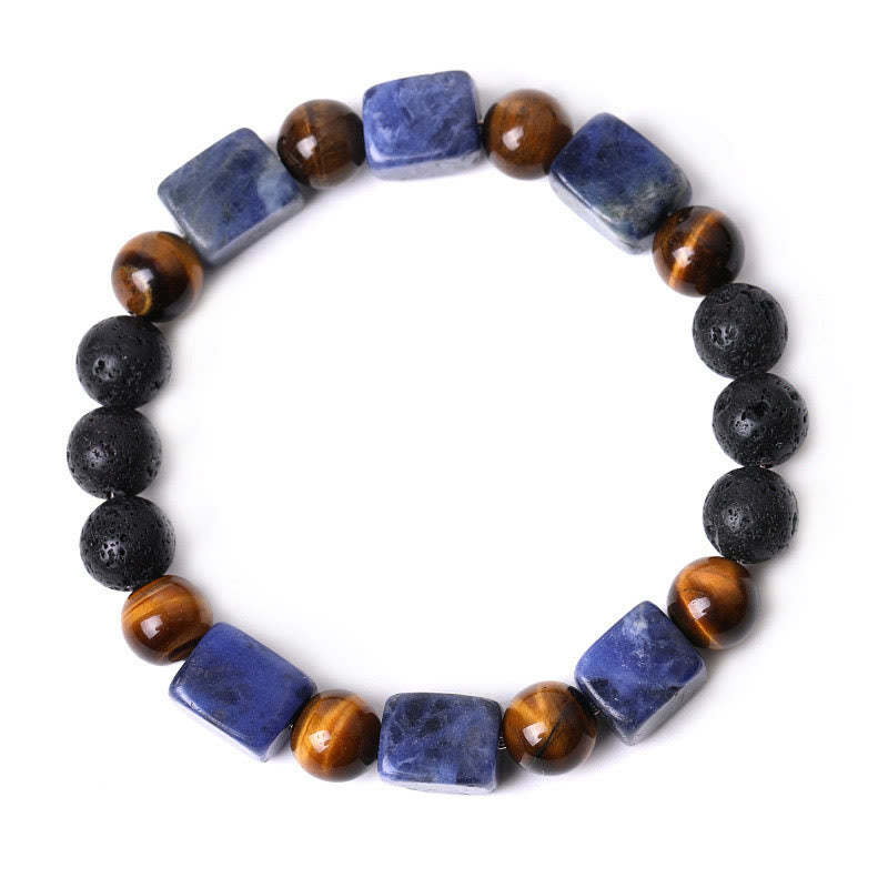 Various Crystals Cube Amethyst Lava Rock Support Bracelet