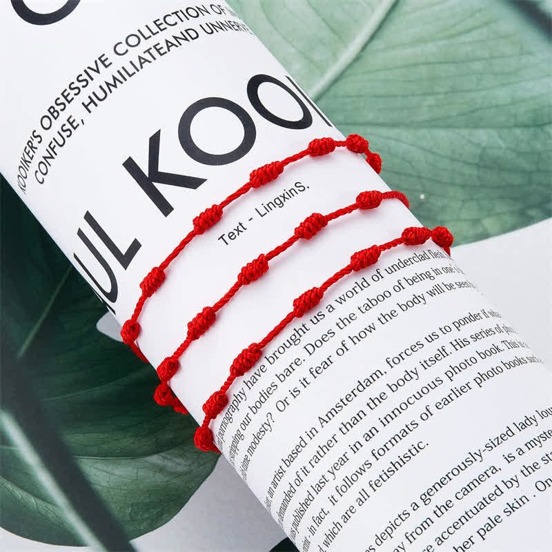 4Pcs Evil Eye Seven Knot Red String Protection Bracelet