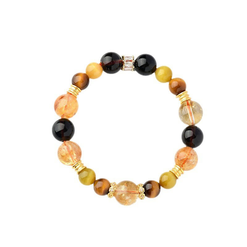 Natural Citrine Smoky Quartz Tiger Eye Duobao Crystal Prosperity Bracelet