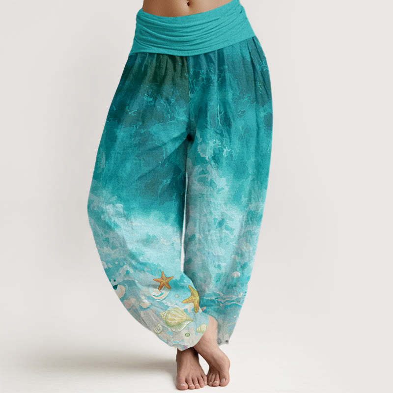 Vast Ocean Pattern Women's Elastic Waist Harem Pants