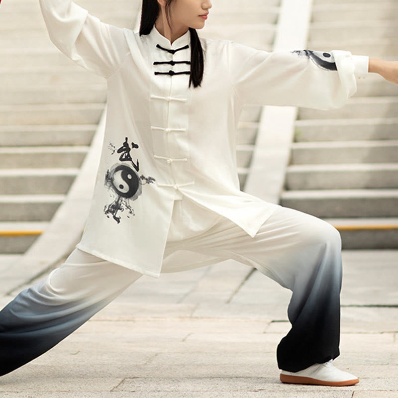 2Pcs Yin Yang Frog-Button Meditation Prayer Spiritual Zen Tai Chi Qigong Practice Unisex Clothing Set